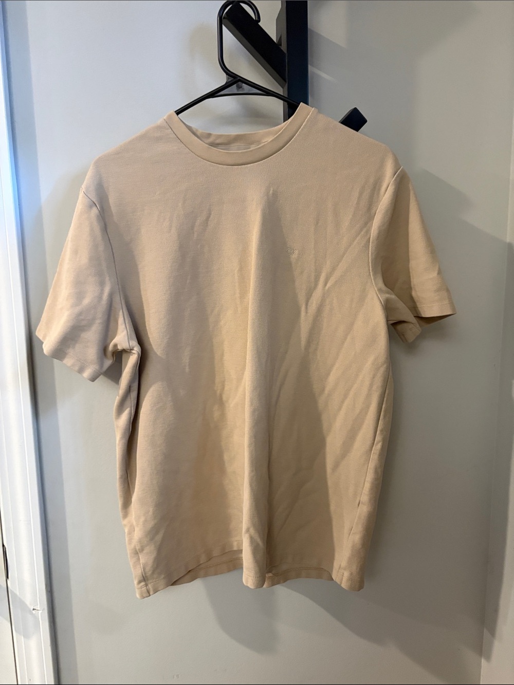 Calvin Klein Men's Short Sleeve Crew Tee in Beige